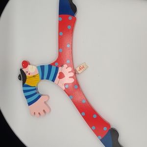 Vintage Sevi Italian Italy wooden painted clothes hanger Clown dancing circus